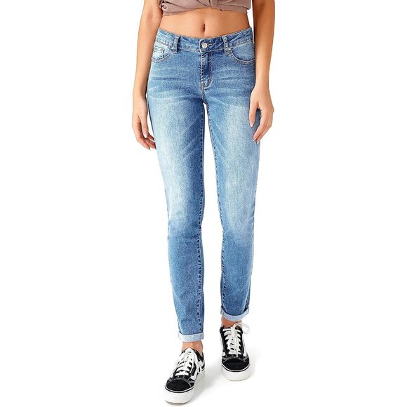 Women's Ripped Skinny Jeans Cotton Spandex Mid Rise Distressed Trendy - Picture 1 of 5